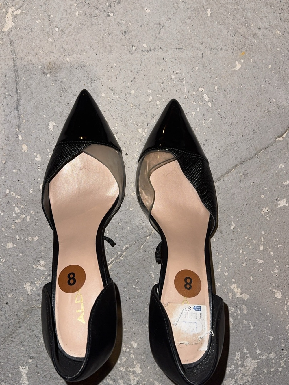 ALDO Black Pointed D'Orsay Heels with Nude Insole